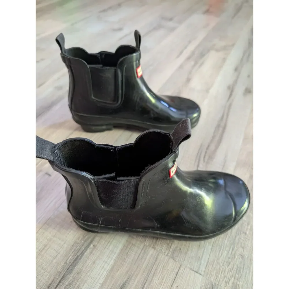 Hunter Boots Kids Original Chelsea Black Rubber Ankle, Size 1